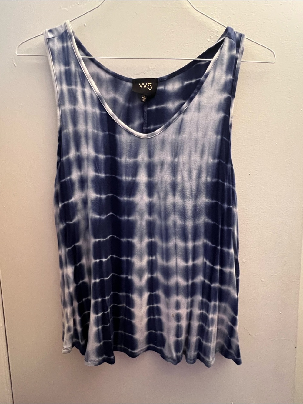 W5 Women's Navy and White Tie-Dye Tank Top